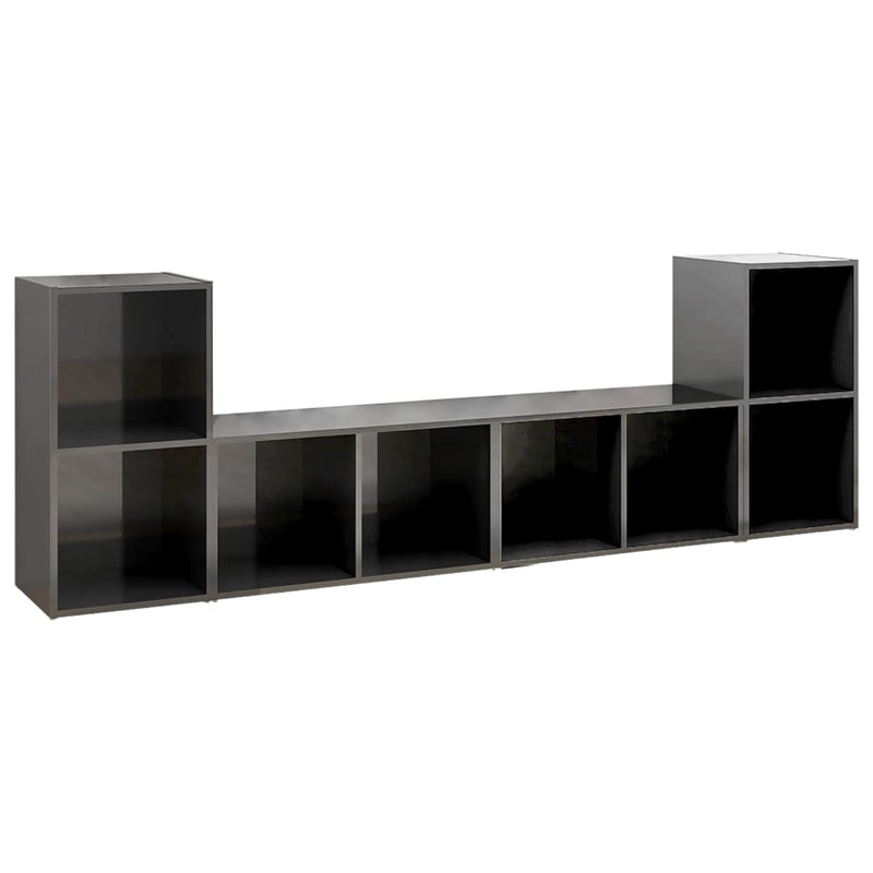 Tv-meubelen 4 st 72x35x36,5 cm spaanplaat hoogglans grijs MeubelReus
