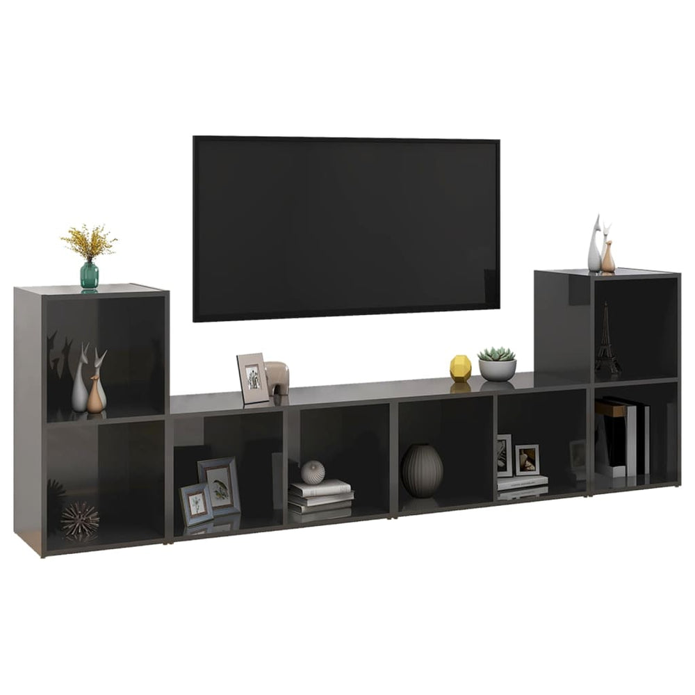 Tv-meubelen 4 st 72x35x36,5 cm spaanplaat hoogglans grijs MeubelReus