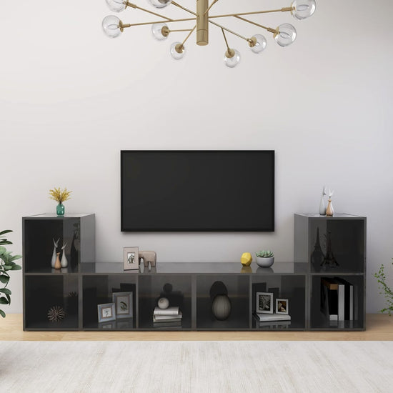 Tv-meubelen 4 st 72x35x36,5 cm spaanplaat hoogglans grijs MeubelReus