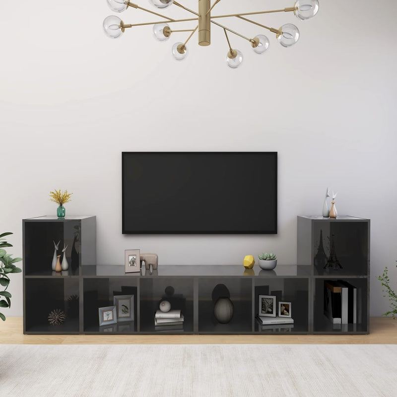 Tv-meubelen 4 st 72x35x36,5 cm spaanplaat hoogglans grijs MeubelReus
