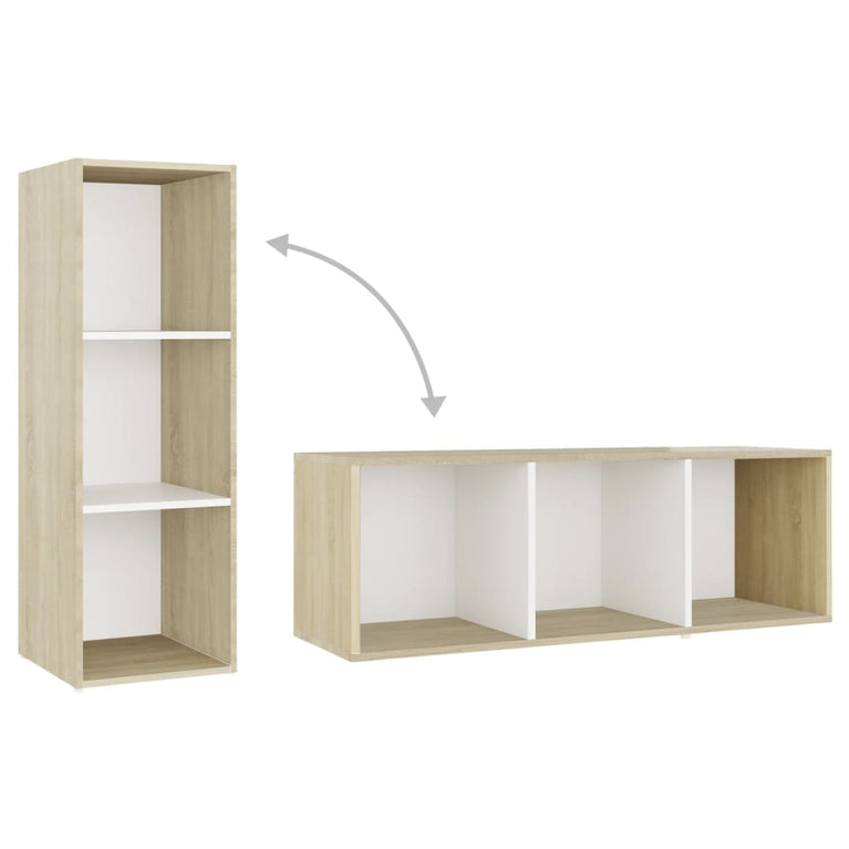 Tv-meubelen 4 st 107x35x37 cm spaanplaat wit sonoma eikenkleur