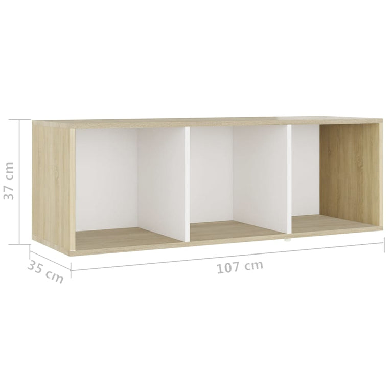 Tv-meubelen 4 st 107x35x37 cm spaanplaat wit sonoma eikenkleur