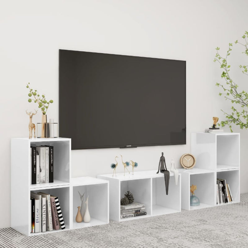 6-delige Tv-meubelset spaanplaat wit