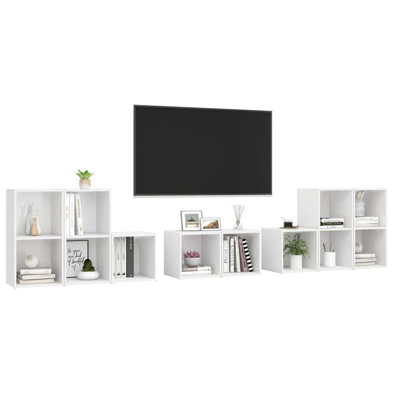 8-delige Tv-meubelset spaanplaat wit