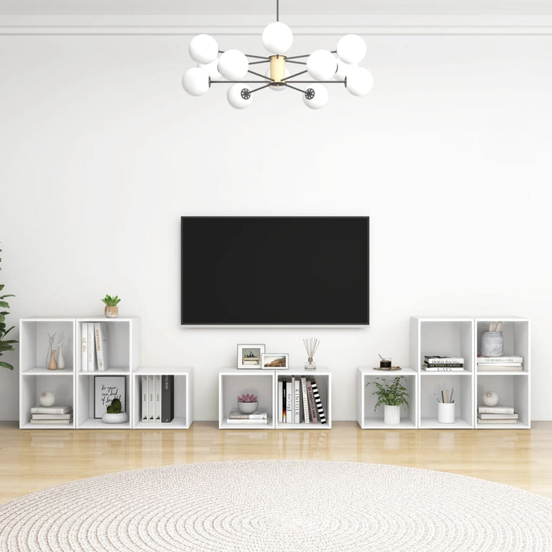 8-delige Tv-meubelset spaanplaat wit