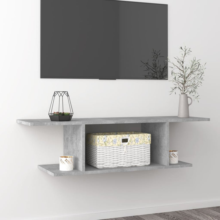 Tv-wandmeubel 103x30x26,5 cm betongrijs MeubelReus