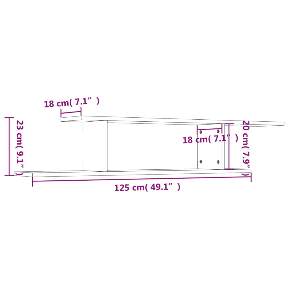 Tv-wandschap 125x18x23 cm spaanplaat betongrijs MeubelReus