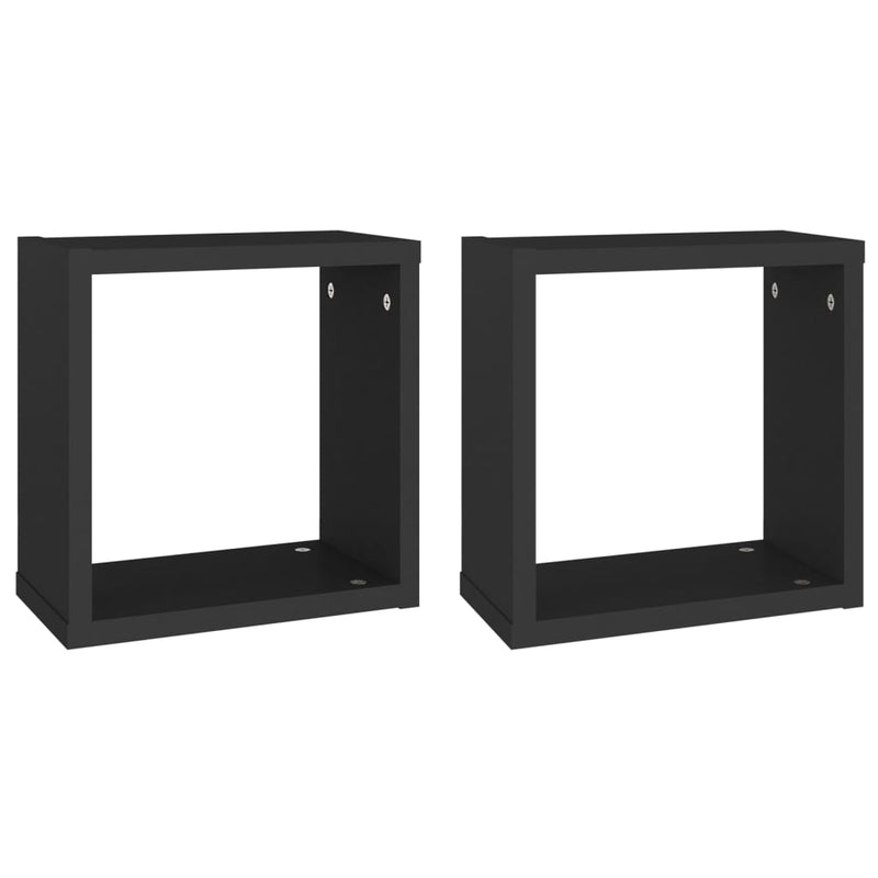 Wandschappen kubus 2 st 30x15x30 cm zwart