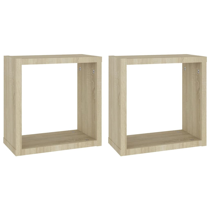 Wandschappen kubus 2 st 30x15x30 cm sonoma eikenkleurig
