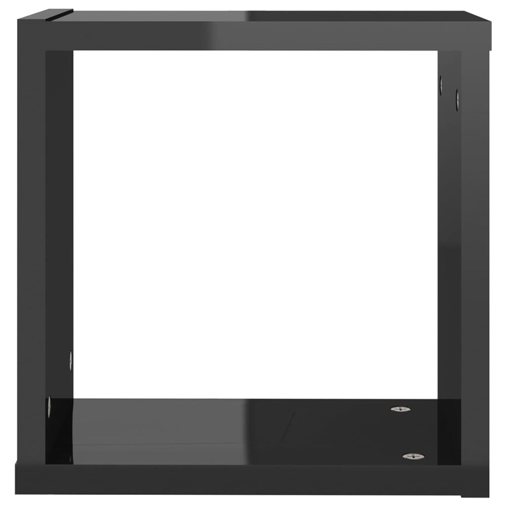 Wandschappen kubus 6 st 30x15x30 cm hoogglans zwart MeubelReus
