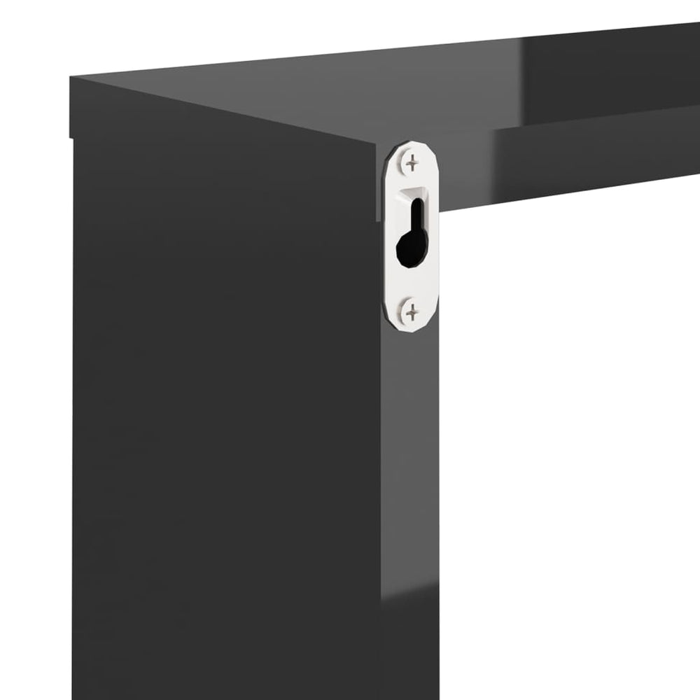 Wandschappen kubus 6 st 30x15x30 cm hoogglans zwart MeubelReus