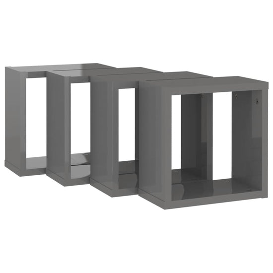 Wandschappen kubus 4 st 30x15x30 cm hoogglans grijs MeubelReus