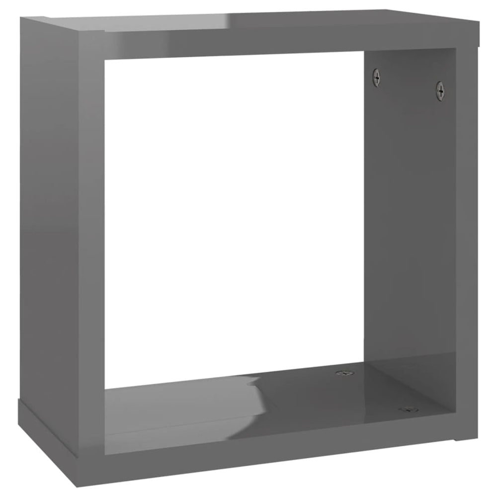 Wandschappen kubus 6 st 30x15x30 cm hoogglans grijs MeubelReus