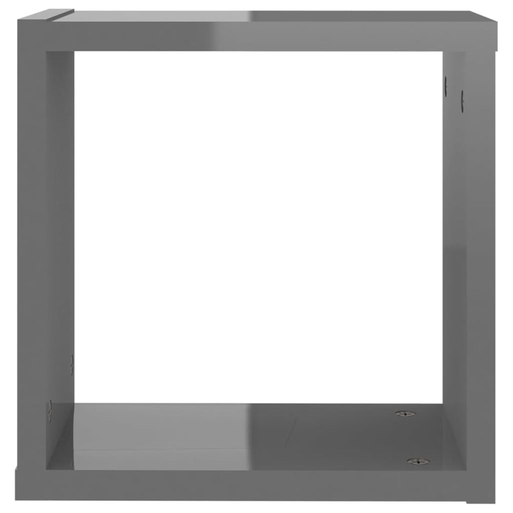 Wandschappen kubus 6 st 30x15x30 cm hoogglans grijs MeubelReus
