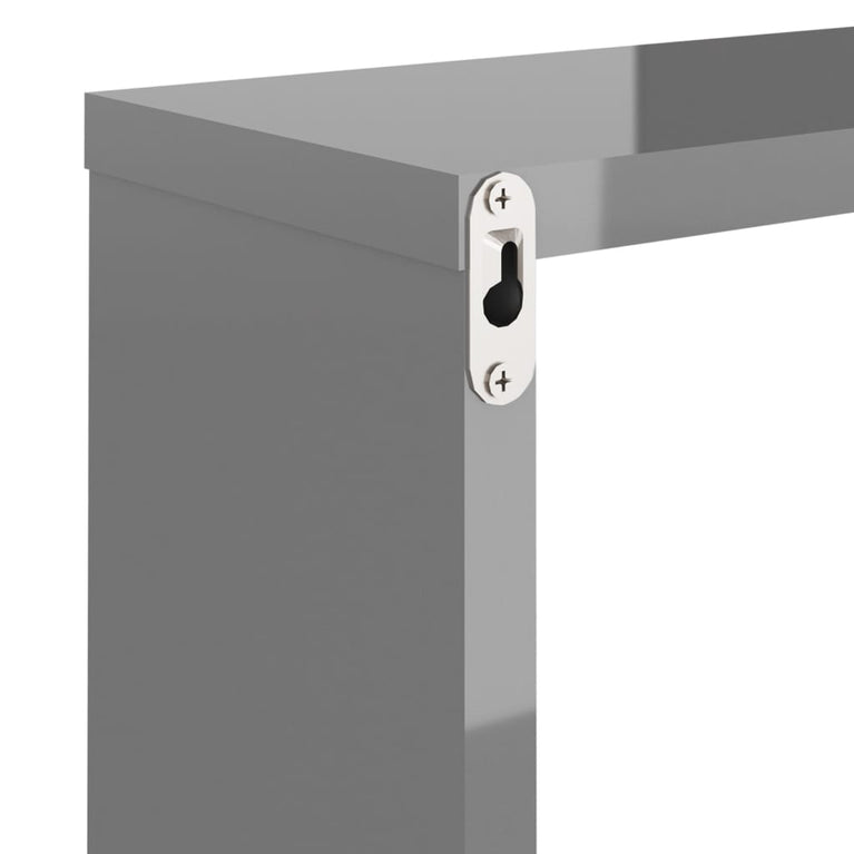 Wandschappen kubus 6 st 30x15x30 cm hoogglans grijs MeubelReus