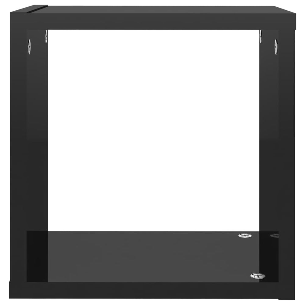 Wandschappen kubus 6 st 26x15x26 cm hoogglans zwart MeubelReus