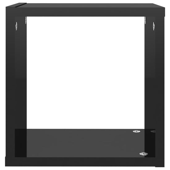 Wandschappen kubus 6 st 26x15x26 cm hoogglans zwart MeubelReus
