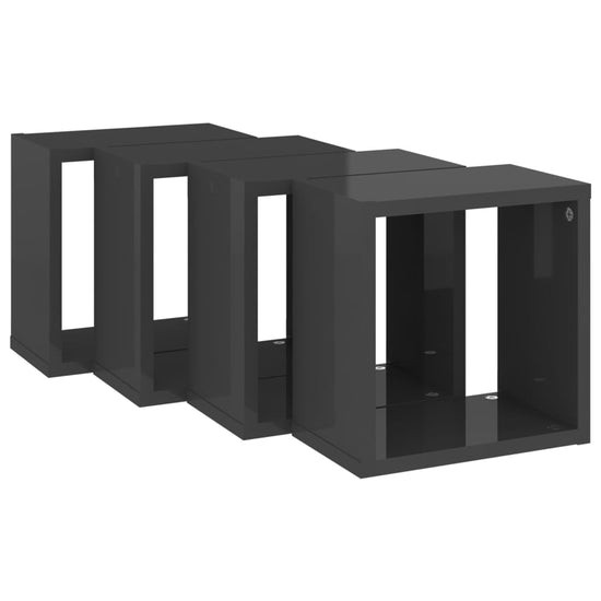 Wandschappen kubus 4 st 26x15x26 cm hoogglans grijs MeubelReus