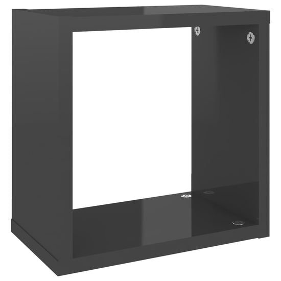 Wandschappen kubus 6 st 26x15x26 cm hoogglans grijs MeubelReus