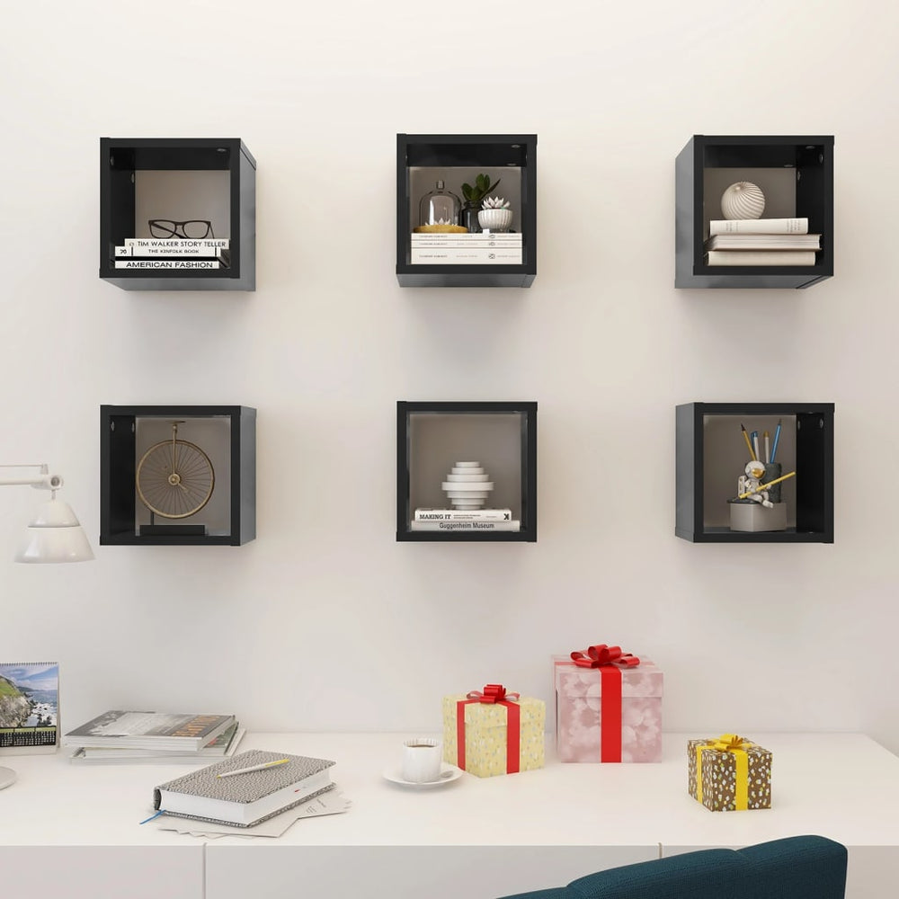 Wandschappen kubus 6 st 22x15x22 cm grijs MeubelReus