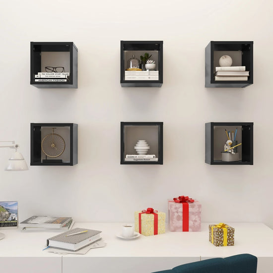 Wandschappen kubus 6 st 22x15x22 cm grijs MeubelReus
