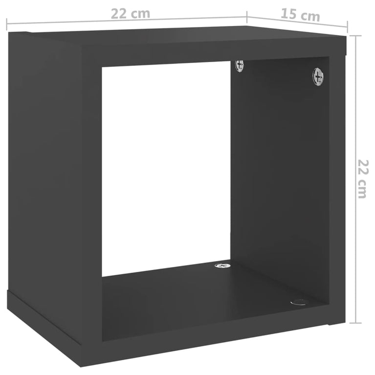 Wandschappen kubus 6 st 22x15x22 cm grijs MeubelReus