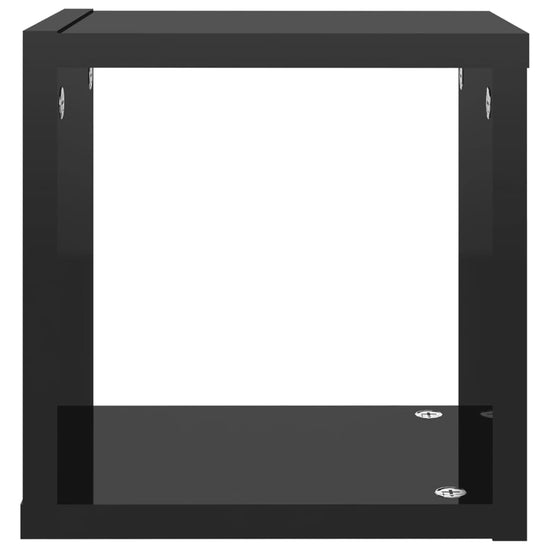 Wandschappen kubus 4 st 22x15x22 cm hoogglans zwart MeubelReus
