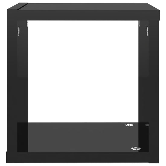 Wandschappen kubus 6 st 22x15x22 cm hoogglans zwart MeubelReus