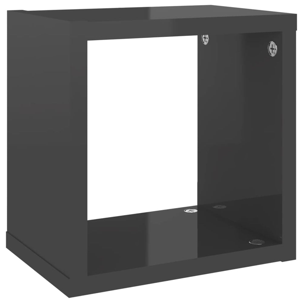 Wandschappen kubus 6 st 22x15x22 cm hoogglans grijs MeubelReus