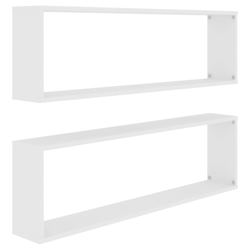 Wandschappen kubus 2 st 100x15x30 cm bewerkt hout wit MeubelReus