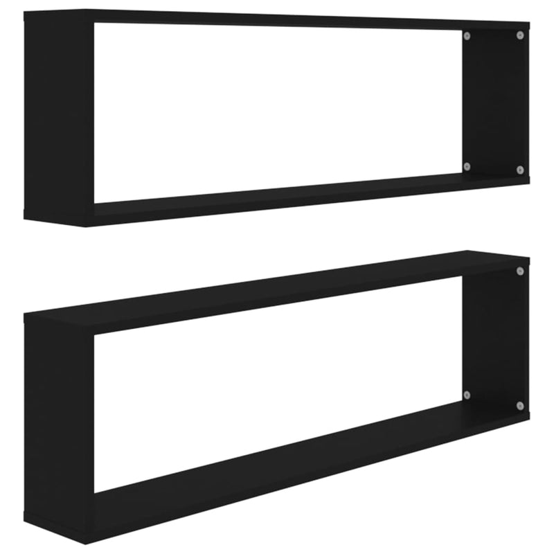 Wandschappen kubus 2 st 100x15x30 cm spaanplaat zwart MeubelReus