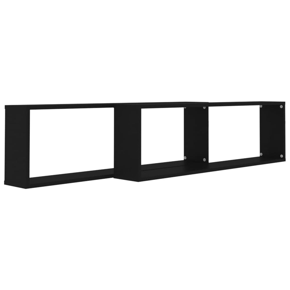 Wandschappen kubus 2 st 100x15x30 cm spaanplaat zwart MeubelReus