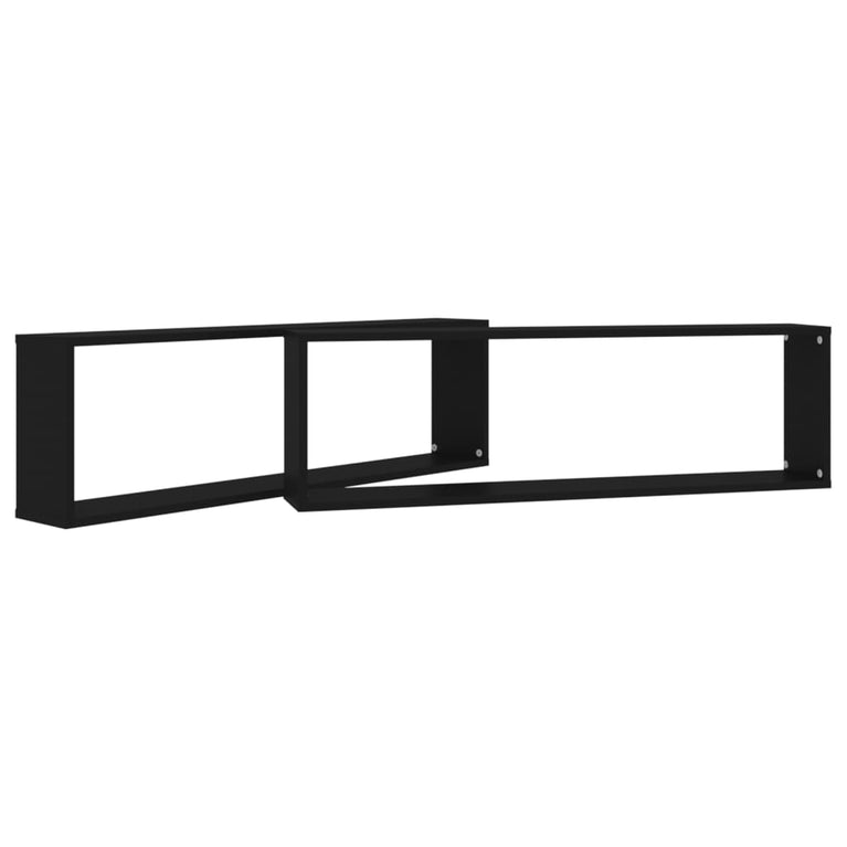 Wandschappen kubus 2 st 100x15x30 cm spaanplaat zwart MeubelReus