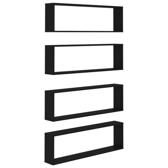 Wandschappen kubus 4 st 100x15x30 cm spaanplaat zwart MeubelReus