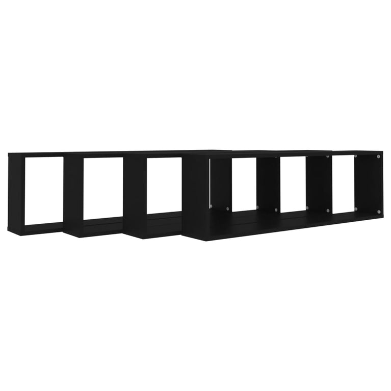 Wandschappen kubus 4 st 100x15x30 cm spaanplaat zwart MeubelReus