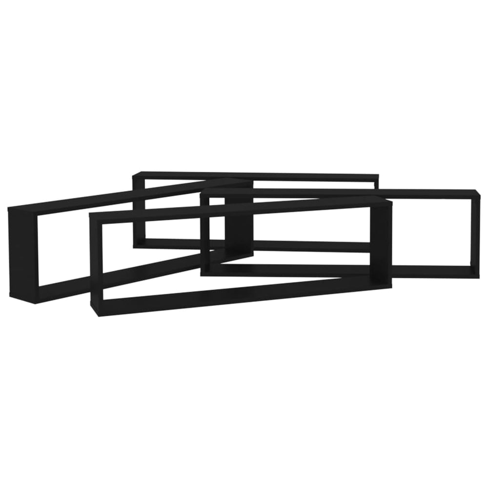 Wandschappen kubus 4 st 100x15x30 cm spaanplaat zwart MeubelReus
