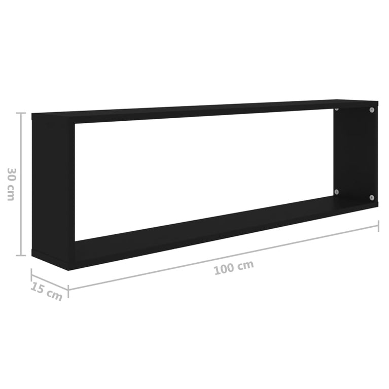 Wandschappen kubus 4 st 100x15x30 cm spaanplaat zwart MeubelReus