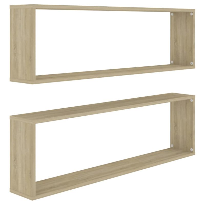 Wandschappen kubus 2 st 100x15x30 cm spaanplaat sonoma eiken MeubelReus