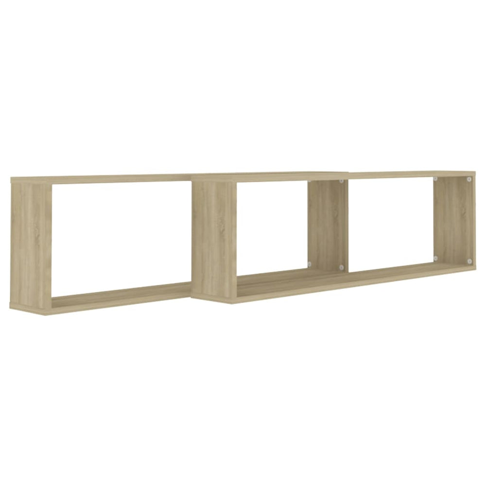 Wandschappen kubus 2 st 100x15x30 cm spaanplaat sonoma eiken MeubelReus