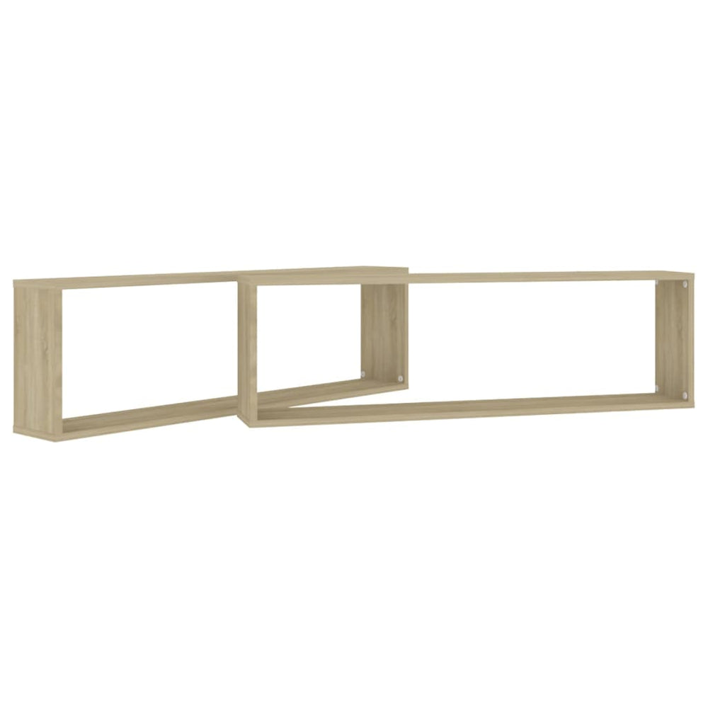 Wandschappen kubus 2 st 100x15x30 cm spaanplaat sonoma eiken MeubelReus