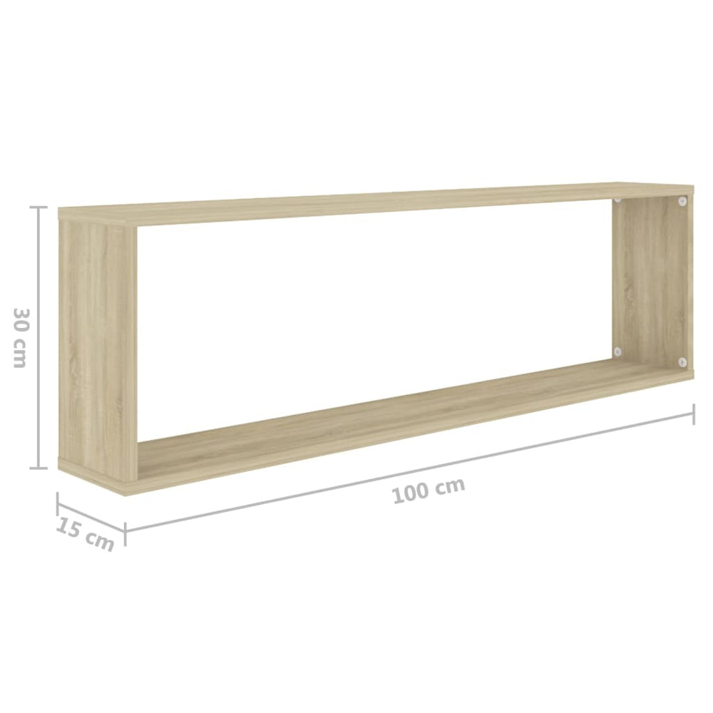 Wandschappen kubus 2 st 100x15x30 cm spaanplaat sonoma eiken MeubelReus