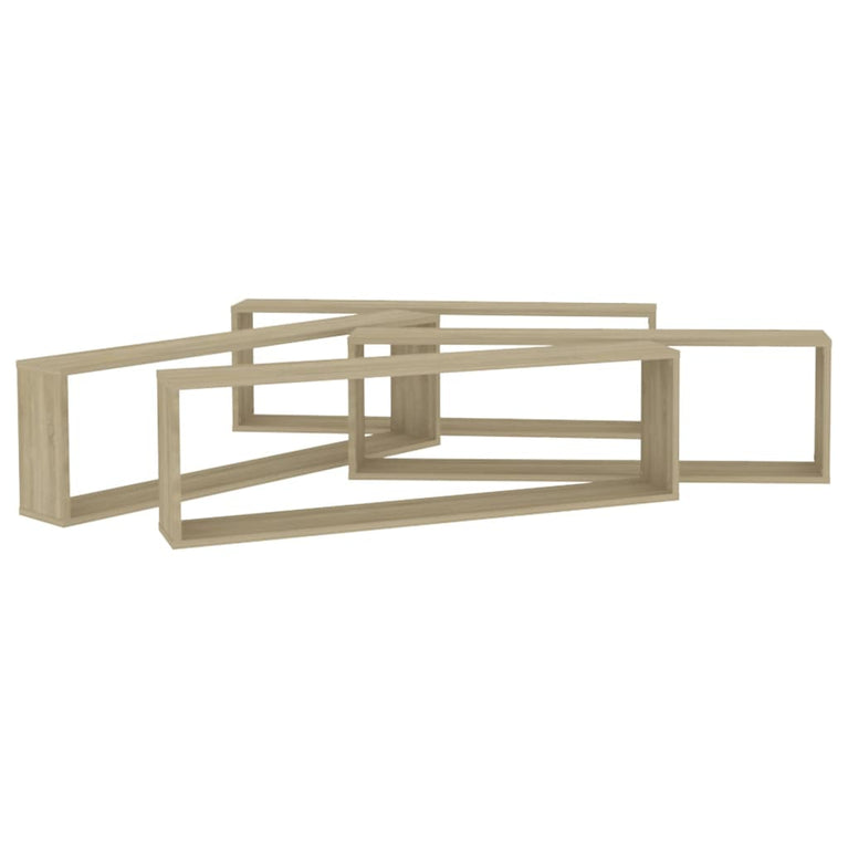 Wandschappen kubus 4 st 100x15x30 cm spaanplaat sonoma eiken