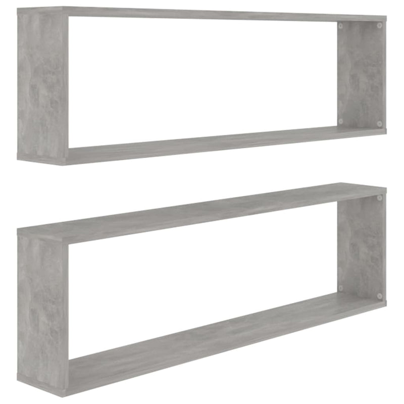 Wandschappen kubus 2 st 100x15x30 cm spaanplaat betongrijs MeubelReus