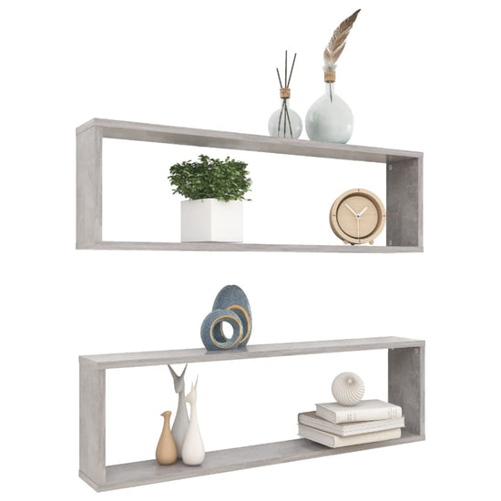 Wandschappen kubus 2 st 100x15x30 cm spaanplaat betongrijs MeubelReus