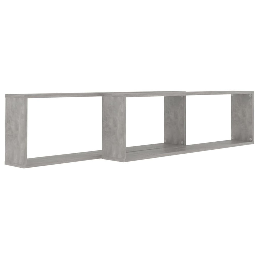 Wandschappen kubus 2 st 100x15x30 cm spaanplaat betongrijs MeubelReus