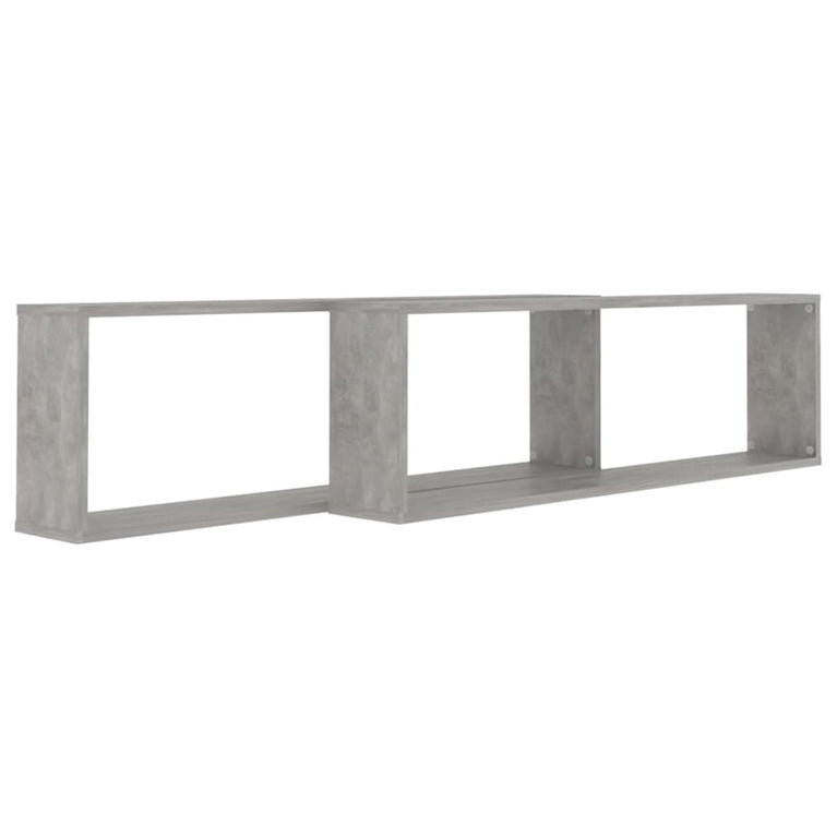 Wandschappen kubus 2 st 100x15x30 cm spaanplaat betongrijs MeubelReus