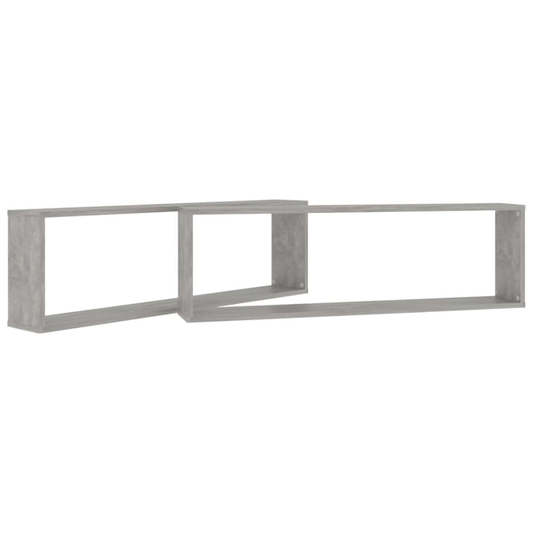 Wandschappen kubus 2 st 100x15x30 cm spaanplaat betongrijs MeubelReus