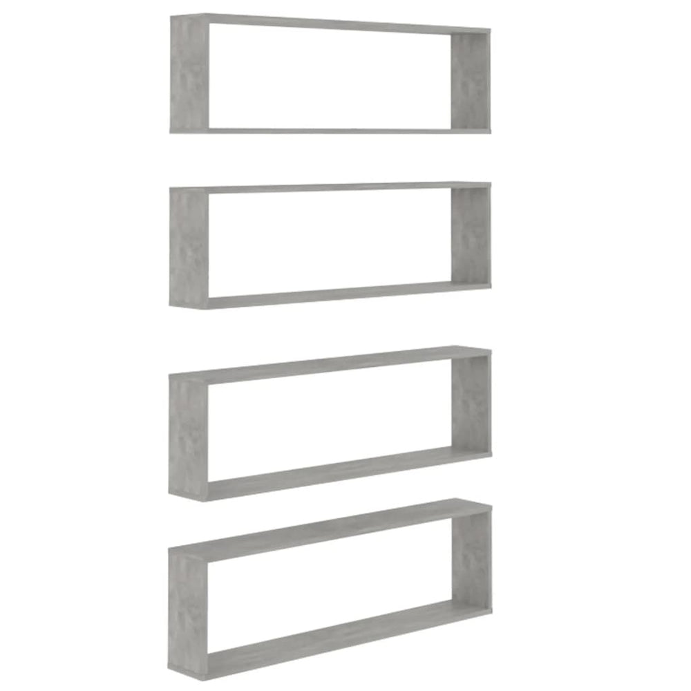 Wandschappen kubus 4 st 100x15x30 cm spaanplaat betongrijs MeubelReus