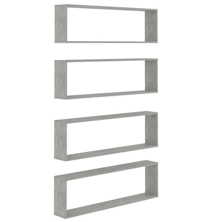 Wandschappen kubus 4 st 100x15x30 cm spaanplaat betongrijs MeubelReus