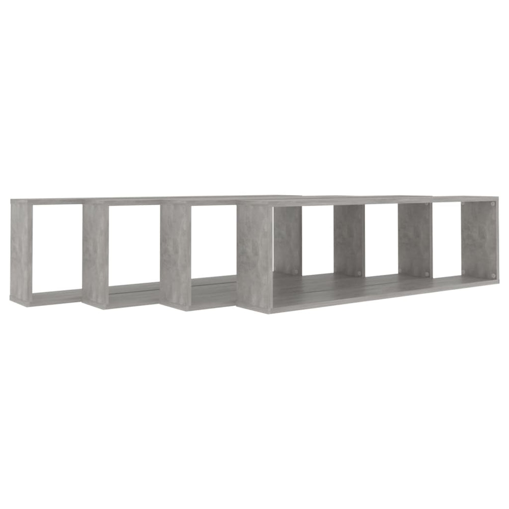 Wandschappen kubus 4 st 100x15x30 cm spaanplaat betongrijs MeubelReus